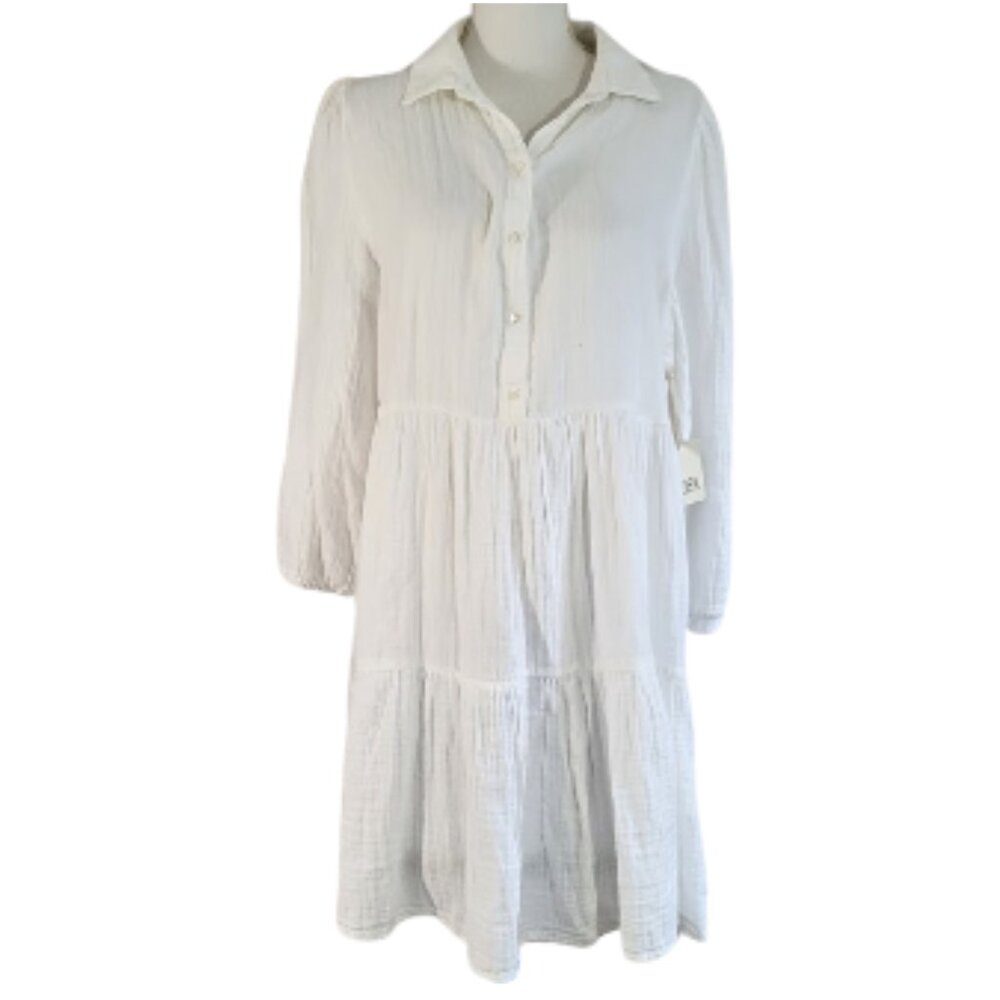 a. n. a. A NEW APPROACH White Button-Front Tunic Shirt Dress - NWT Women's XXL